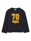 Kenzo Number 70-motif Long-sleeves Top In Black