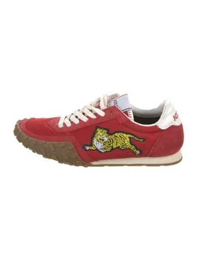Pre-owned Kenzo Nylon Animal Print Athletic Sneakers In Red