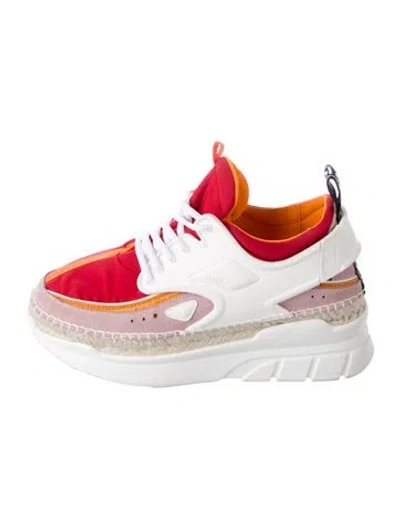 Pre-owned Kenzo Nylon Colorblock Pattern Sneakers In White