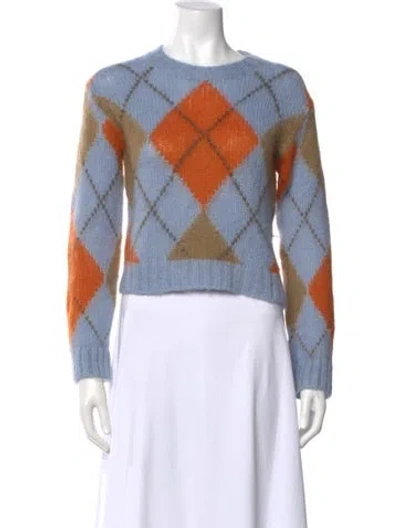 Pre-owned Kenzo Nylon Plaid Print Sweater In Blue