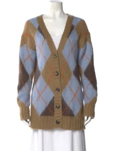 Pre-owned Kenzo Nylon Plaid Print Sweater In Blue