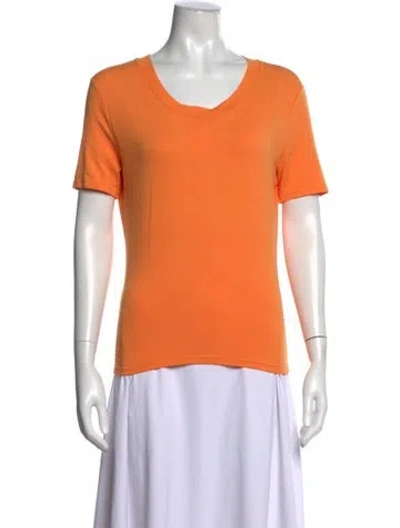 Pre-owned Kenzo Nylon Scoop Neck T-shirt In Orange