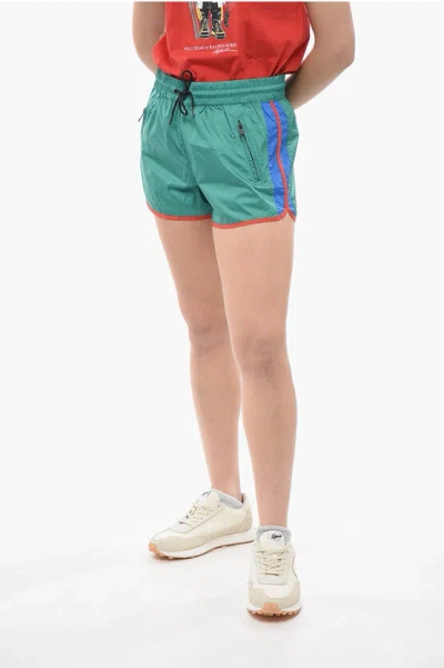 Kenzo Nylon Shorts With Zipped Pockets In Green