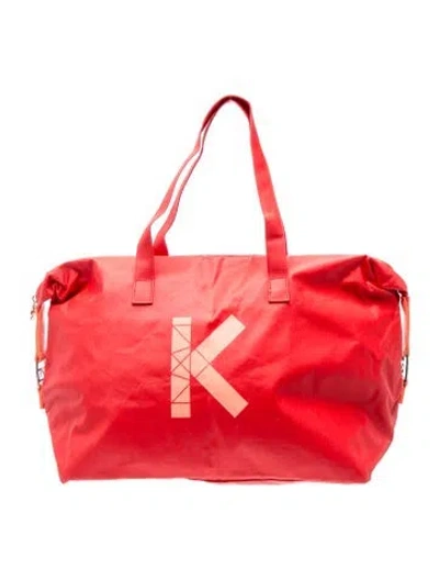 Pre-owned Kenzo Nylon Weekender Bag In Red