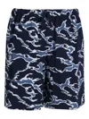 Kenzo Ocean Camo-print Cotton Shorts In Blue