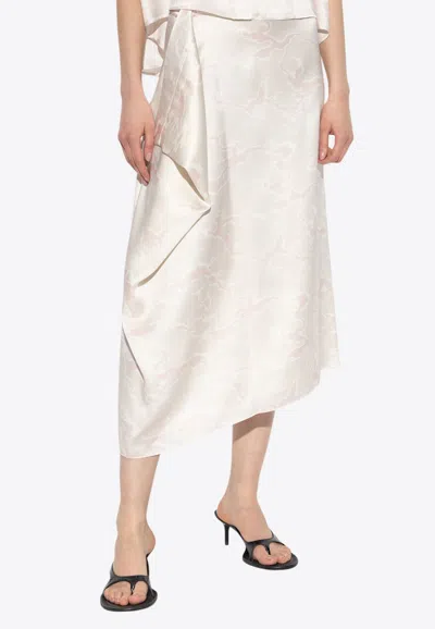Kenzo Ocean Camo Silk Midi Skirt In White