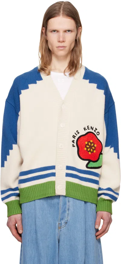 Kenzo Off-white & Blue  Paris ' Pop' Cardigan