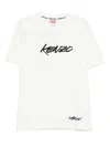 Kenzo Black Cotton T-shirt With Embroidered Tiger Logo In White