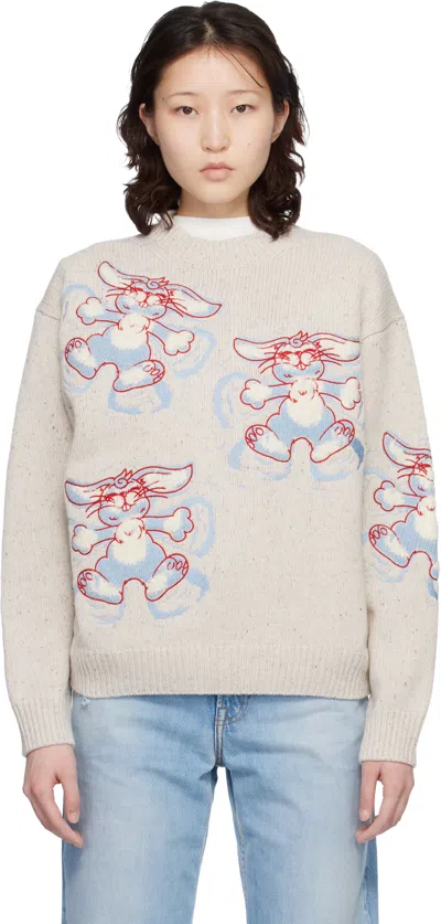 Kenzo Off-white  Paris ' Winter Holidays' Embroidered Sweater