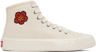 Kenzo Off-white  Paris School High Top Sneakers In Cream