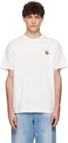 Kenzo Crew Neck Floral Patch Short Sleeves In Off White