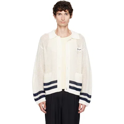 Kenzo Polo Collar Cardigan In Mesh In White
