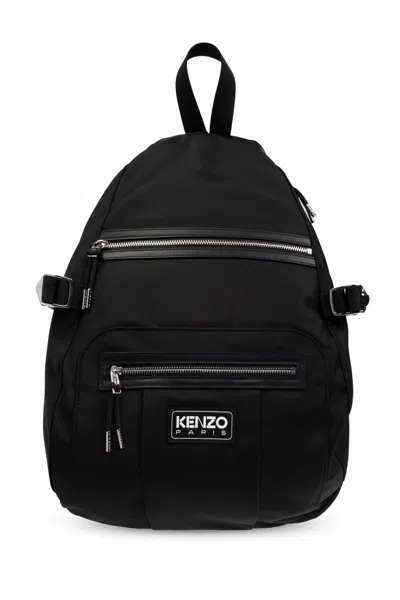 Kenzo Adjustable Strap Buckle Front Zip Pockets In Black