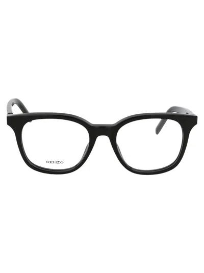 Kenzo K Logo Glasses In 001 Shiny Black