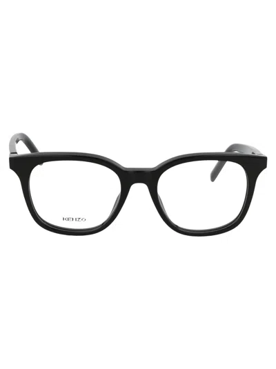 Kenzo Shiny Black Plastic Glasses In Brown