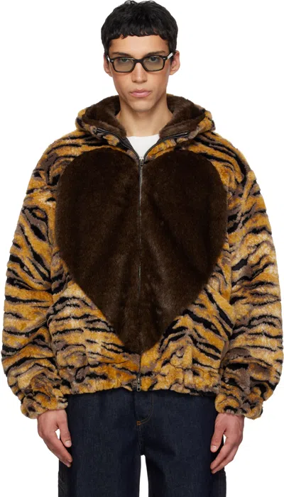 Kenzo Heart-detail Tiger Jacket In Animal Print
