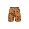Kenzo Orange Swim Shorts For Boy With Sunflower Print And Black Logo In Orange
