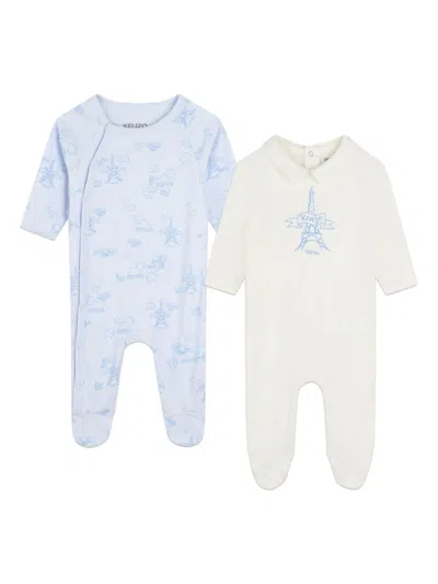 Kenzo Babies' Organic Cotton Pajamas (set Of Two) In Blue