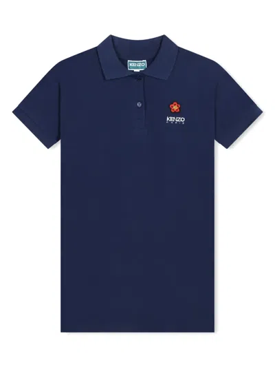 Kenzo Kids' Organic Cotton Piqué Polo Dress In Blue