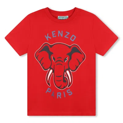 Kenzo Kids' Organic Cotton Jersey T-shirt In Red