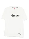 Kenzo Black Cotton T-shirt With Embroidered Tiger Logo In White