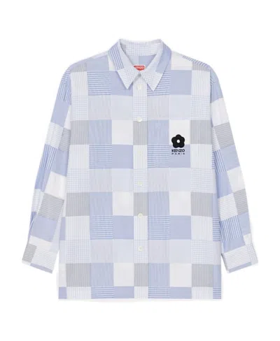 Kenzo Oversized Patchwork Long-sleeve Shirt In White