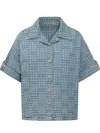 Kenzo Blue Embroidered Denim Shirt In Blue