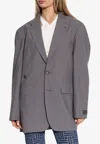 Kenzo Oversized Single-breasted Kimono Blazer In Gray