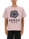 Kenzo Boke Flower Embroidered Oversized Cotton T-shirt Clothing In Pink