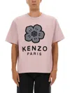 Kenzo Oversized T-shirt With Boke Flower Embroidery In Pink