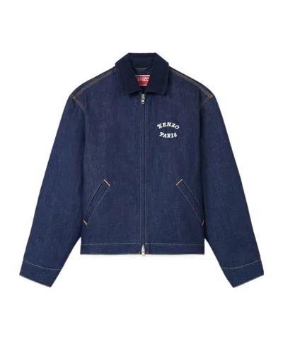 Kenzo Overwork Denim Coat In Blue