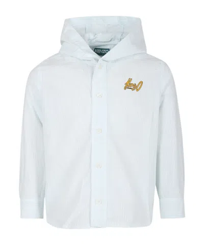 Kenzo Oxford Hooded Shirt In White