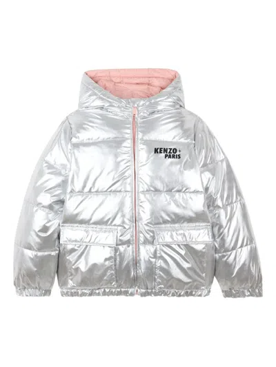 Kenzo Padded Hooded Jacket In Metallic