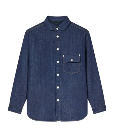 Kenzo Padded Overshirt In Japanese Denim In Blue