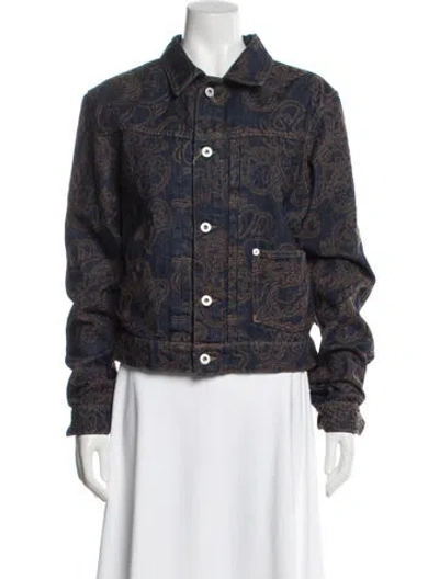 Pre-owned Kenzo Paisley Print Denim Jacket W/ Tags In Blue