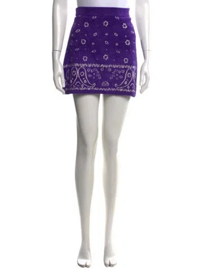 Pre-owned Kenzo Paisley Print Mini Skirt In Purple