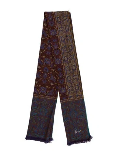 Pre-owned Kenzo Paisley Print Scarf In Blue