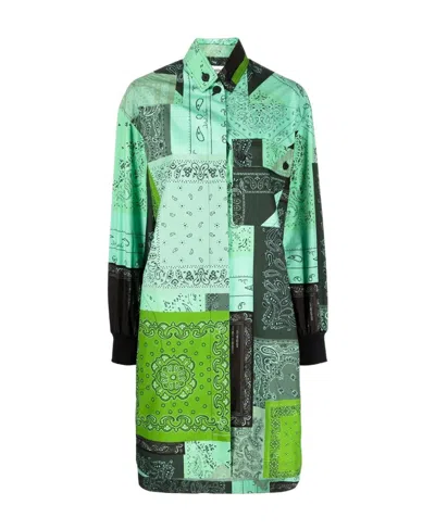 Kenzo Paisley-print Shirt Dress In Green