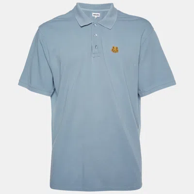 Pre-owned Kenzo Pale Blue Cotton Tiger Detail Polo T-shirt Xxxl