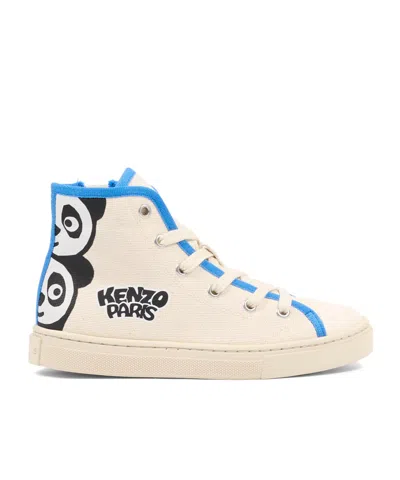 Kenzo Panda-print High-top Sneakers In Neutral