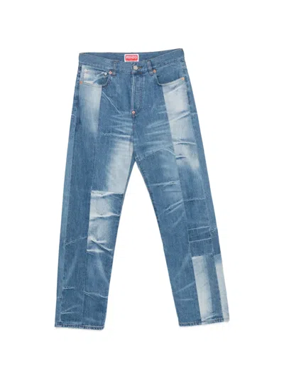Kenzo Panelled Jeans In Blue