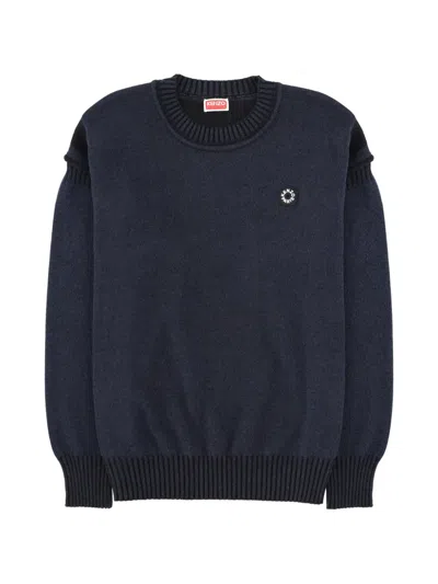 Kenzo Panelled Round-neck Sweater In Black