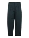 Kenzo Cotton Carrot Trousers In Verde Oscuro