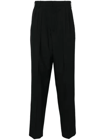 Kenzo Pleated Wool Tailored Trousers In Black