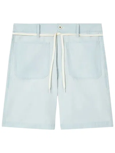 Kenzo Straight Shorts In Stone Bleach Chambray In Blue
