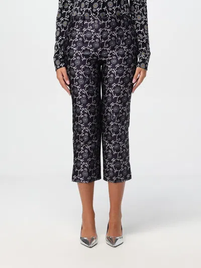 Kenzo Floral Print Cropped Trousers Jacquard In Blau