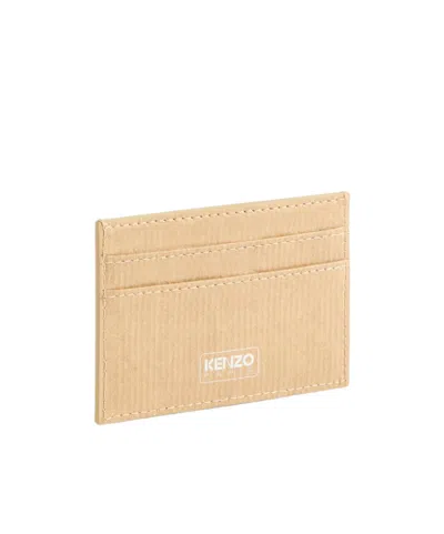 Kenzo ' Paper' Card Holder In Leather In Brown