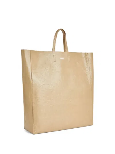Kenzo Paper Leather Tote Bag In Brown