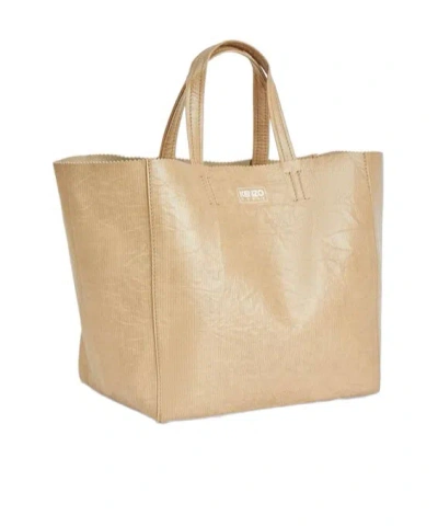 Kenzo ' Paper' Small Tote Bag In Leather In Brown