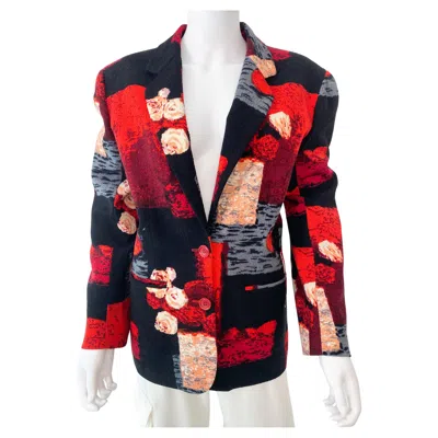 Pre-owned Kenzo Paris Abstract Print Multicolor Jacket Size 10/12 In Pink